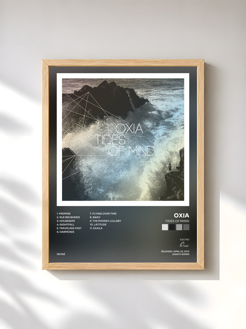 #bois Tableau de l'album Tides of Mind de Oxia, cadre en bois brut, imprimé et encadré en France