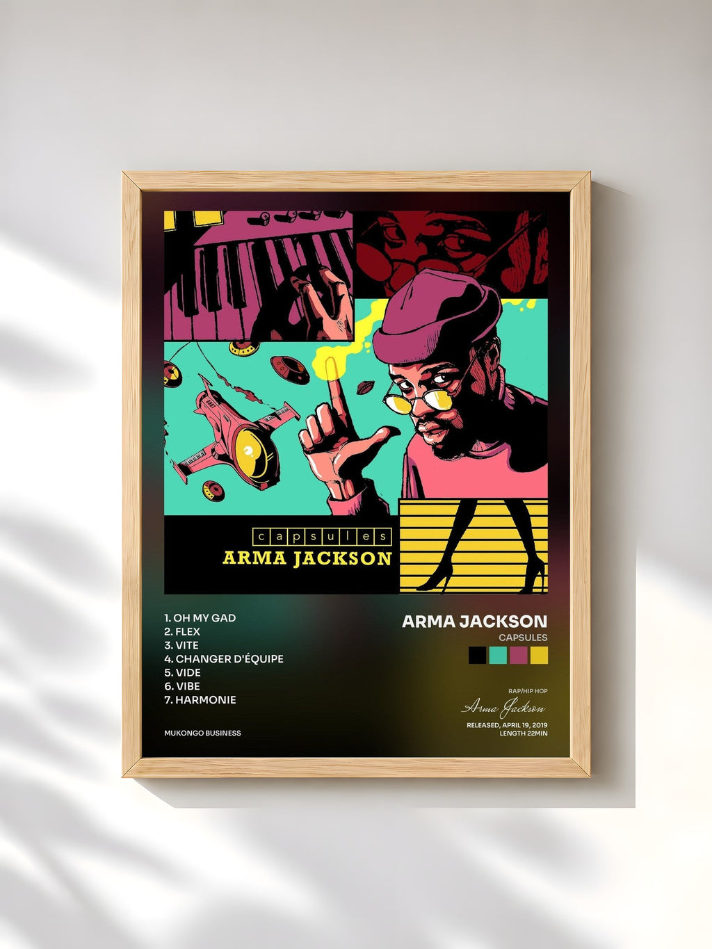 #bois Tableau de l'album Capsules de Arma Jackson, cadre en bois brut, imprimé et encadré en France