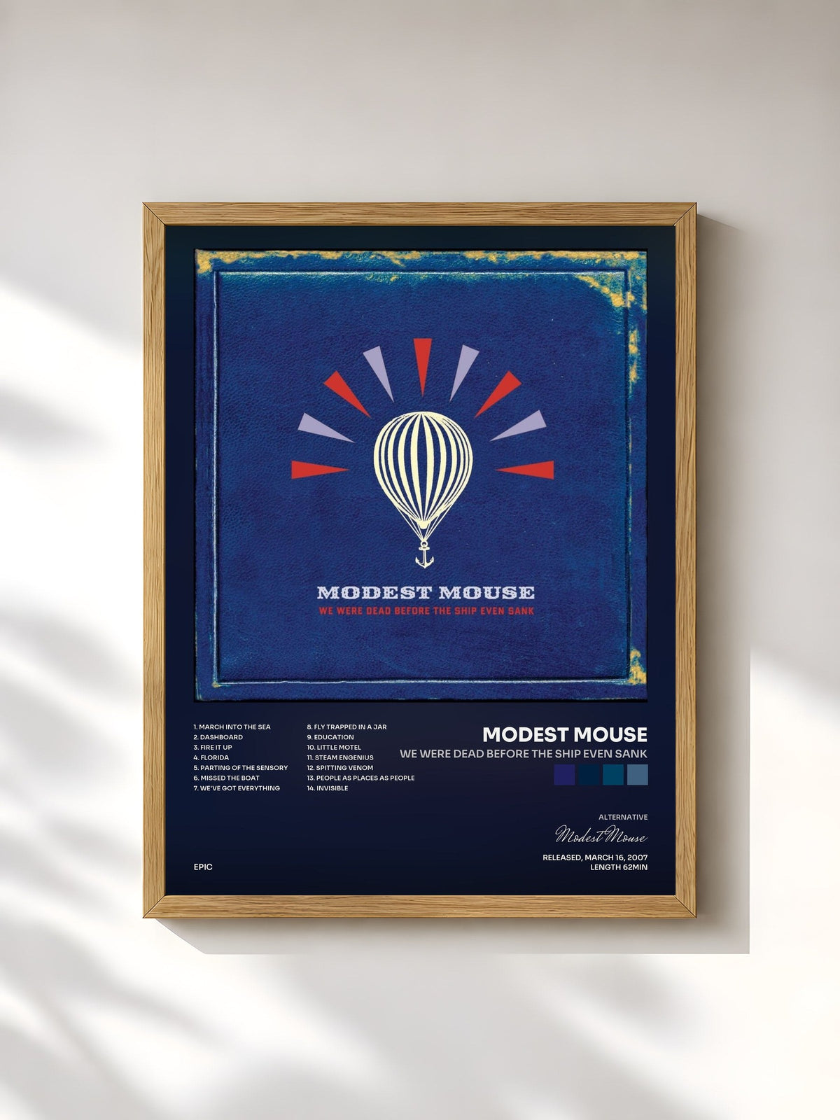 #bois Tableau de l'album We Were Dead Before The Ship Even Sank de Modest Mouse, cadre en bois brut, imprimé et encadré en France