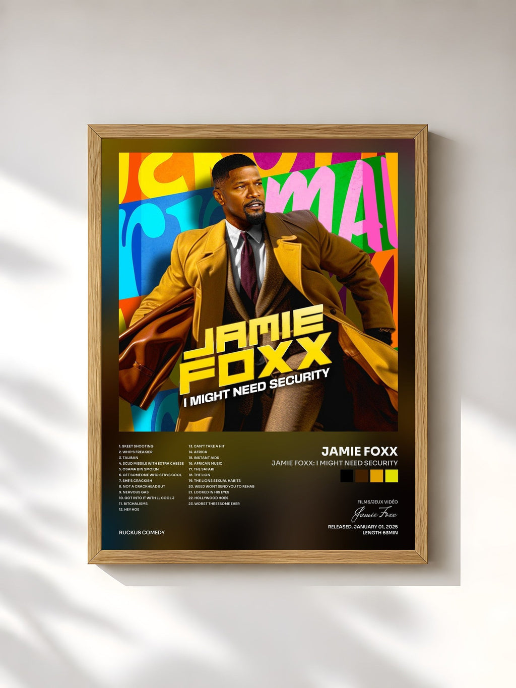 #bois Tableau de l'album Jamie Foxx: I Might Need Security de Jamie Foxx, cadre en bois brut, imprimé et encadré en France