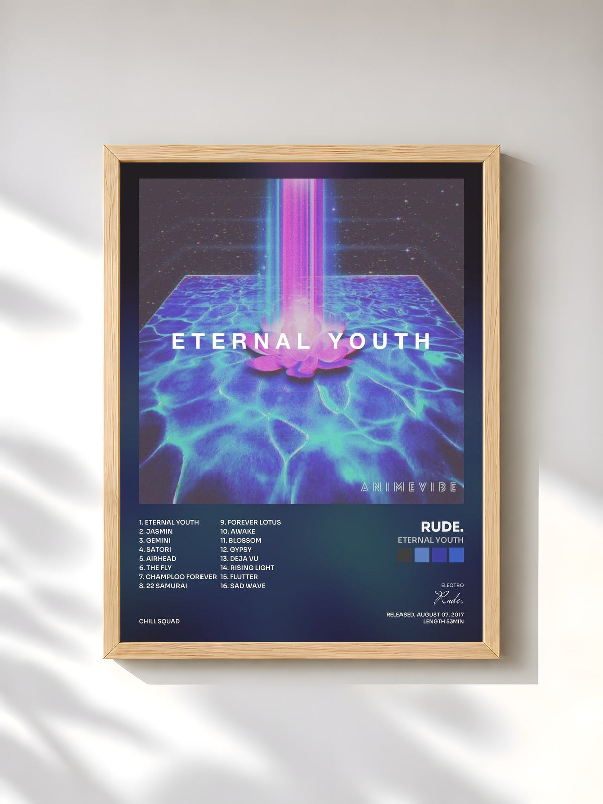 #bois Tableau de l'album Eternal Youth de Rude., cadre en bois brut, imprimé et encadré en France