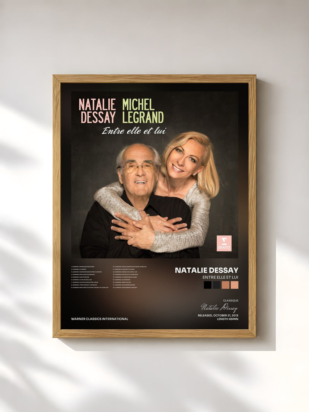 #bois Tableau de l'album Entre elle et lui de Natalie Dessay, cadre en bois brut, imprimé et encadré en France