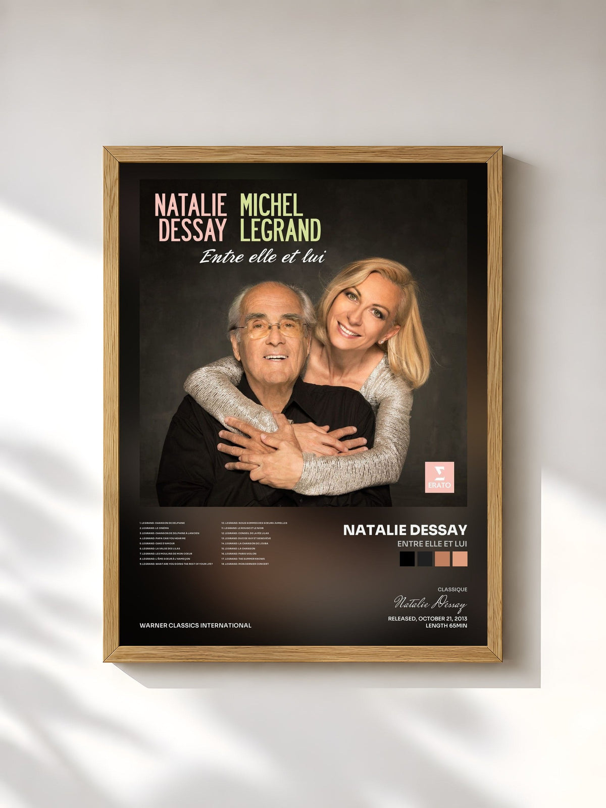 #bois Tableau de l'album Entre elle et lui de Natalie Dessay, cadre en bois brut, imprimé et encadré en France