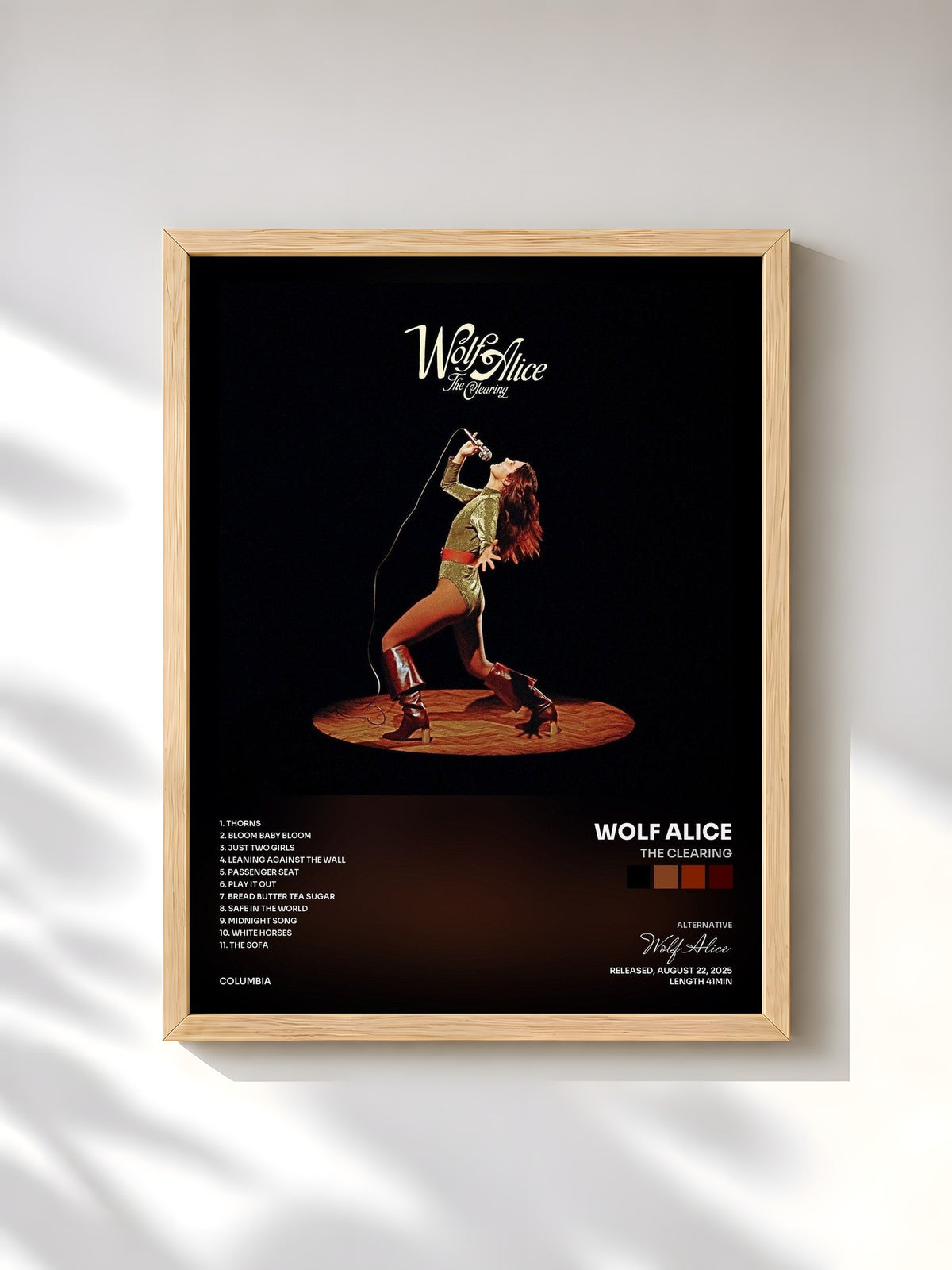 #bois Tableau de l'album The Clearing de Wolf Alice, cadre en bois brut, imprimé et encadré en France