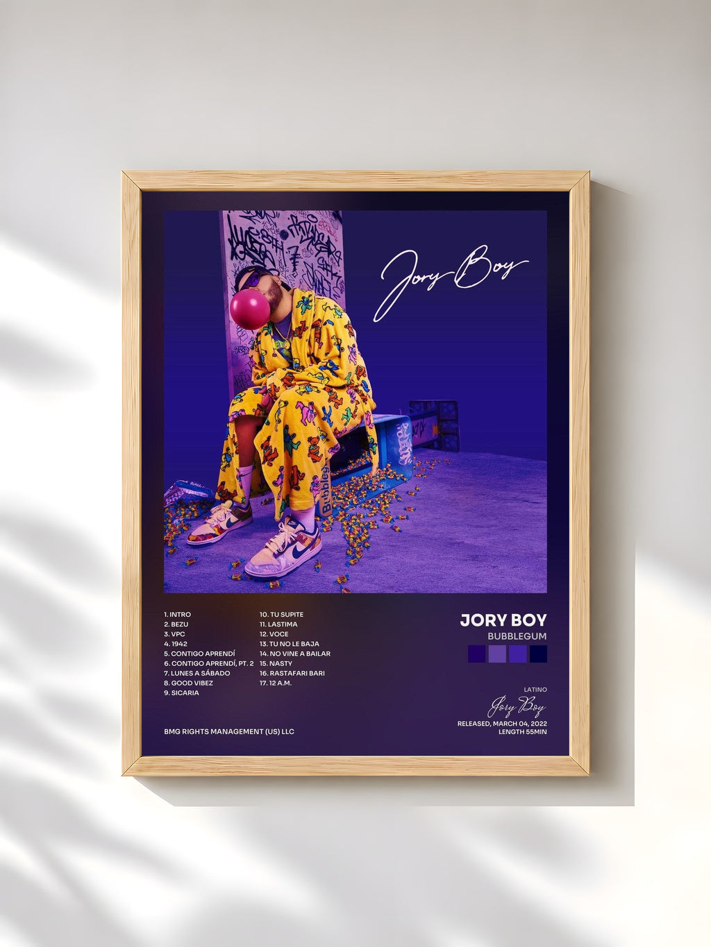#bois Tableau de l'album Bubblegum de Jory Boy, cadre en bois brut, imprimé et encadré en France