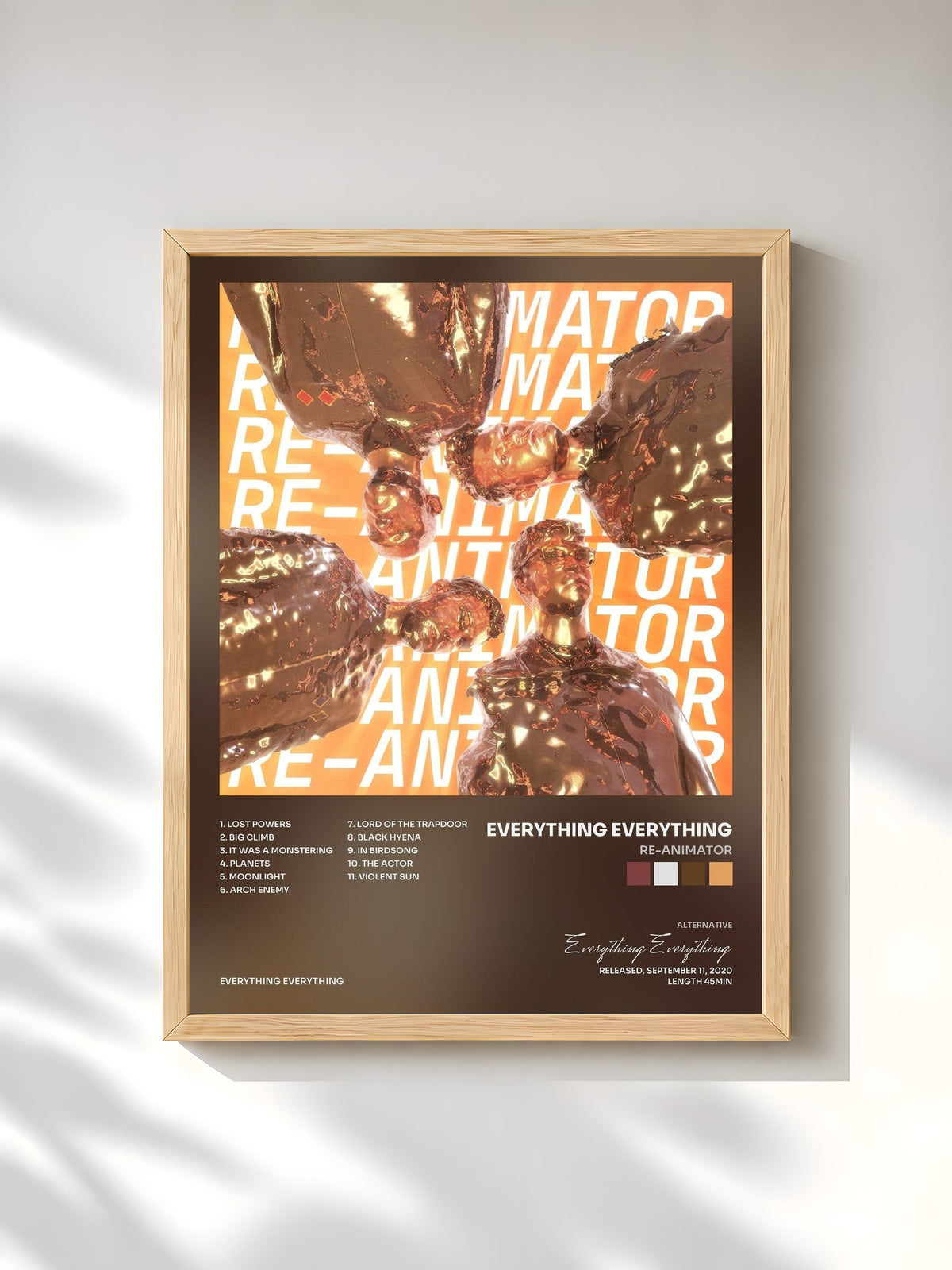 #bois Tableau de l'album RE-ANIMATOR de Everything Everything, cadre en bois brut, imprimé et encadré en France