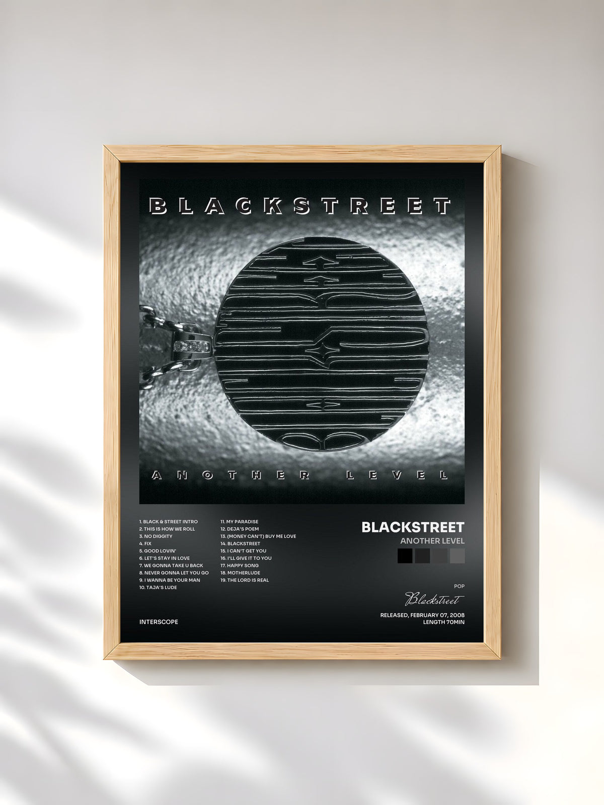 #bois Tableau de l'album Another Level de Blackstreet, cadre en bois brut, imprimé et encadré en France