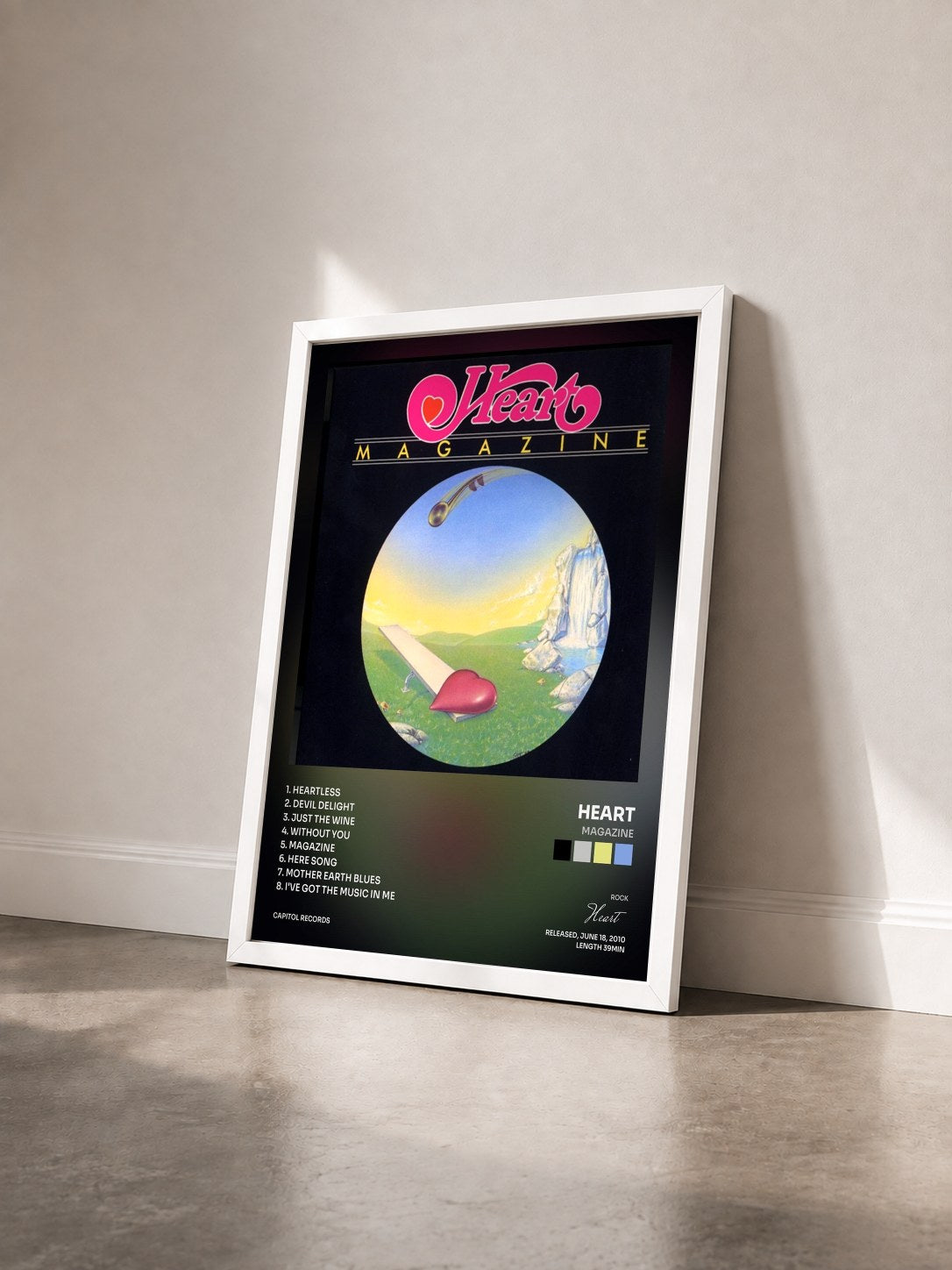 #blanc Tableau de l'album Magazine de Heart vu de trois quarts, cadre blanc