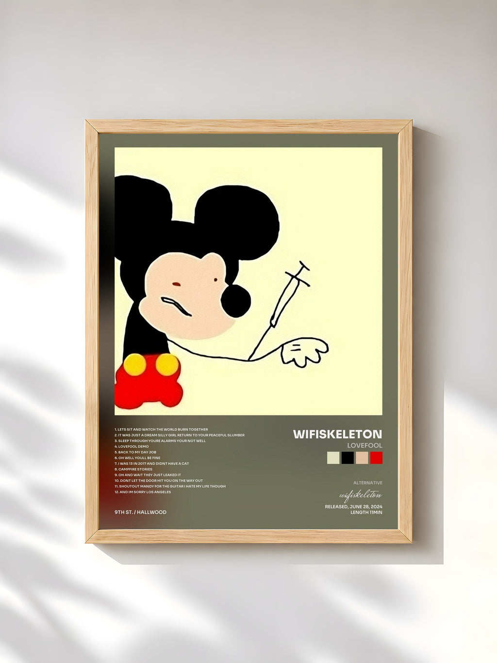 #bois Tableau de l'album lovefool de wifiskeleton, cadre en bois brut, imprimé et encadré en France