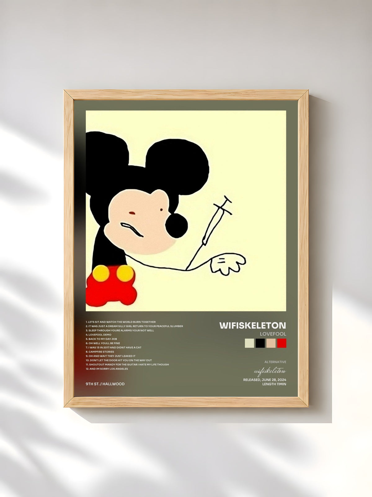 #bois Tableau de l'album lovefool de wifiskeleton, cadre en bois brut, imprimé et encadré en France