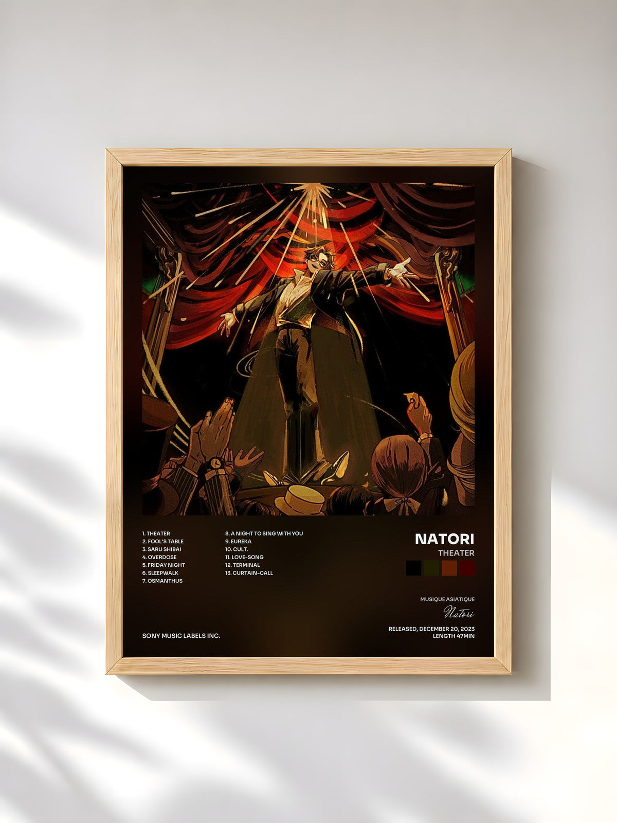 #bois Tableau de l'album Theater de Natori, cadre en bois brut, imprimé et encadré en France