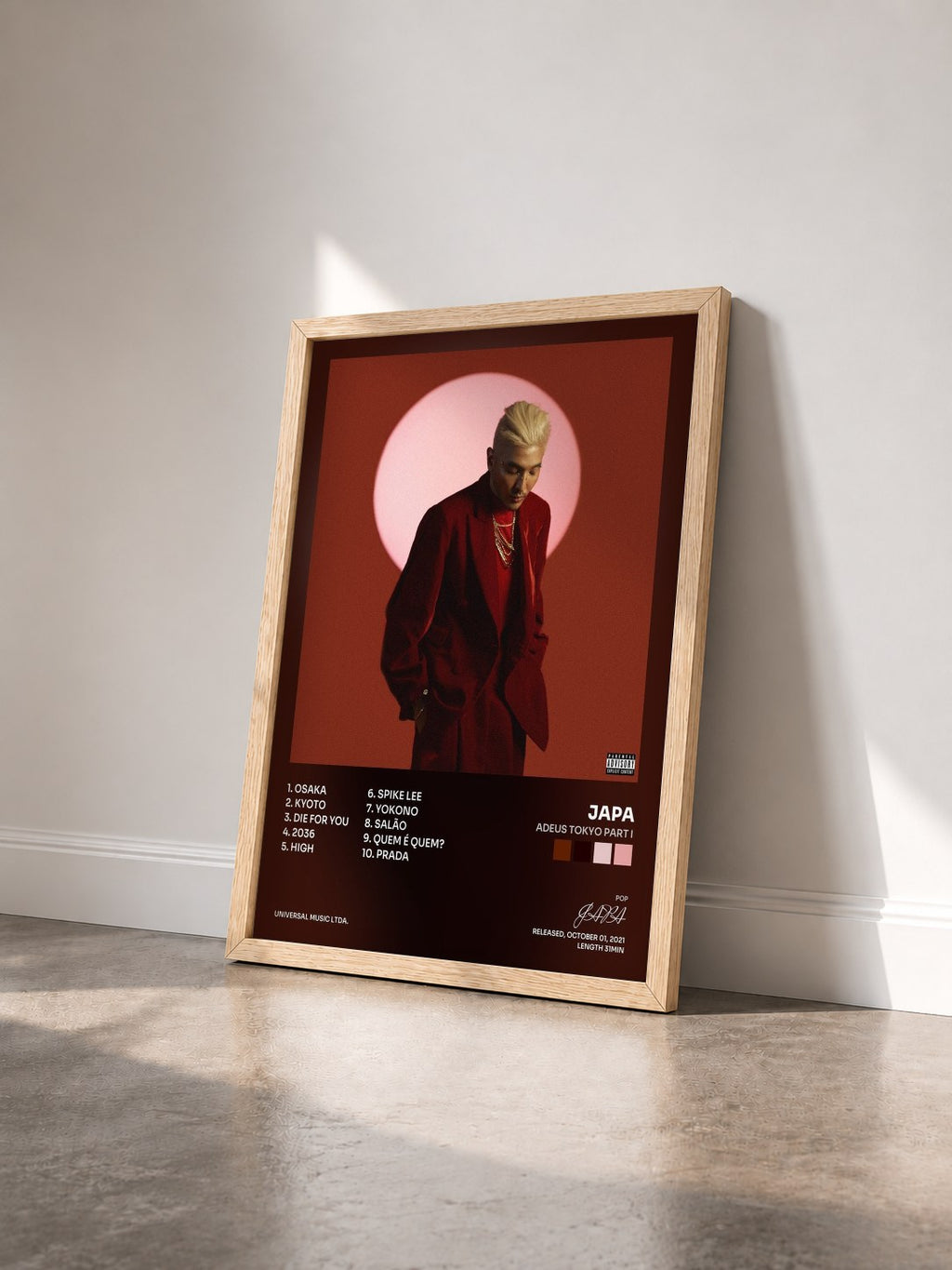 #bois Tableau de l'album Adeus Tokyo Part I de JAPA vu de trois quarts, cadre en bois brut