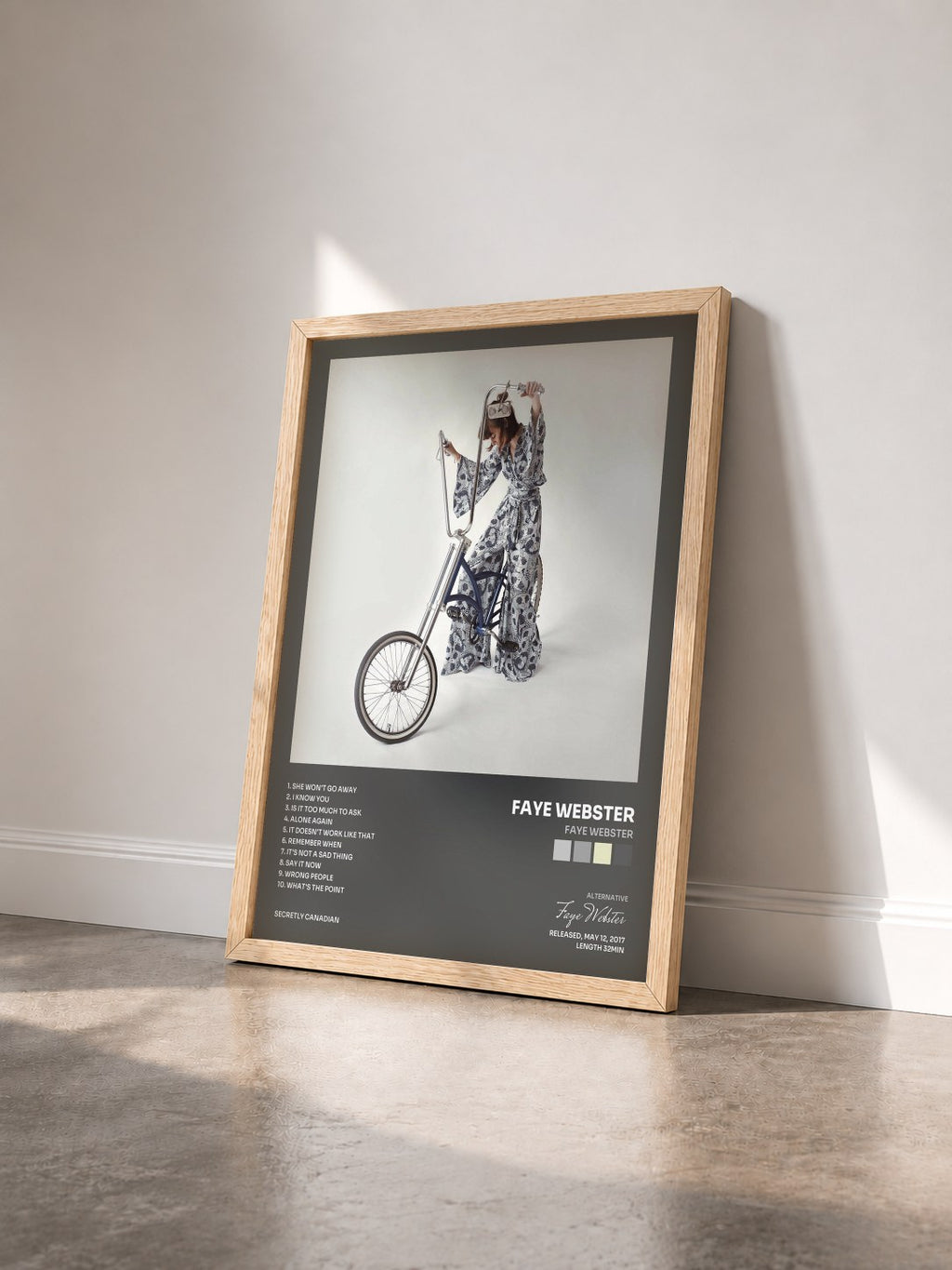 #bois Tableau de l'album Faye Webster de Faye Webster vu de trois quarts, cadre en bois brut