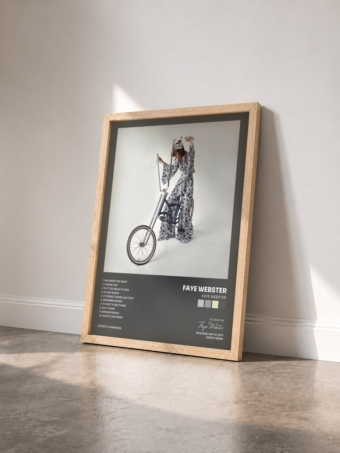 #bois Tableau de l'album Faye Webster de Faye Webster vu de trois quarts, cadre en bois brut