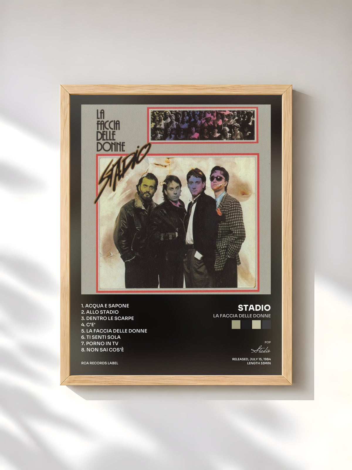 #bois Tableau de l'album La Faccia Delle Donne de Stadio, cadre en bois brut, imprimé et encadré en France