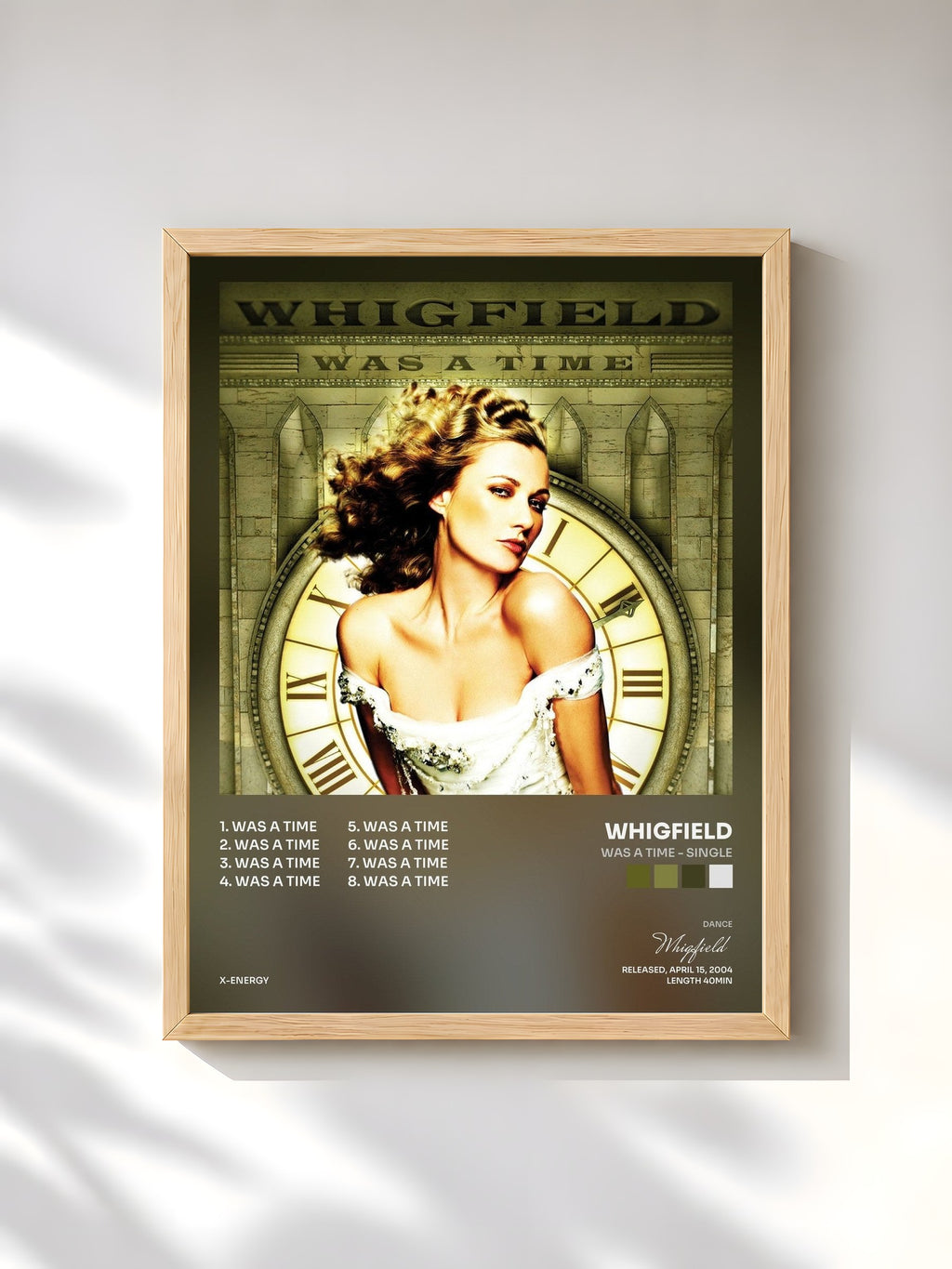 #bois Tableau de l'album Was a Time - Single de Whigfield, cadre en bois brut, imprimé et encadré en France