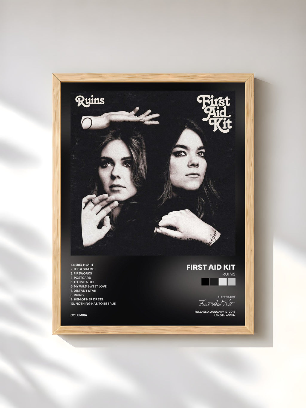 #bois Tableau de l'album Ruins de First Aid Kit, cadre en bois brut, imprimé et encadré en France