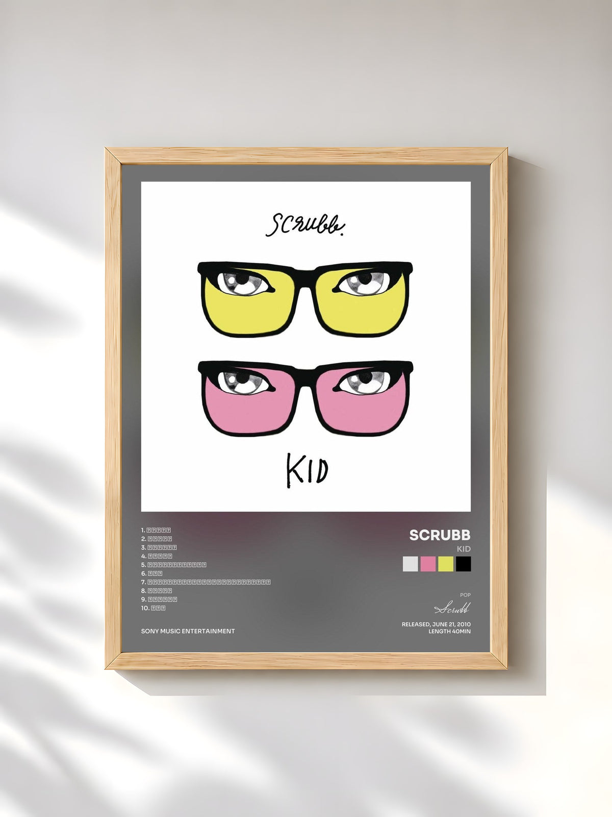 #bois Tableau de l'album KID de Scrubb, cadre en bois brut, imprimé et encadré en France