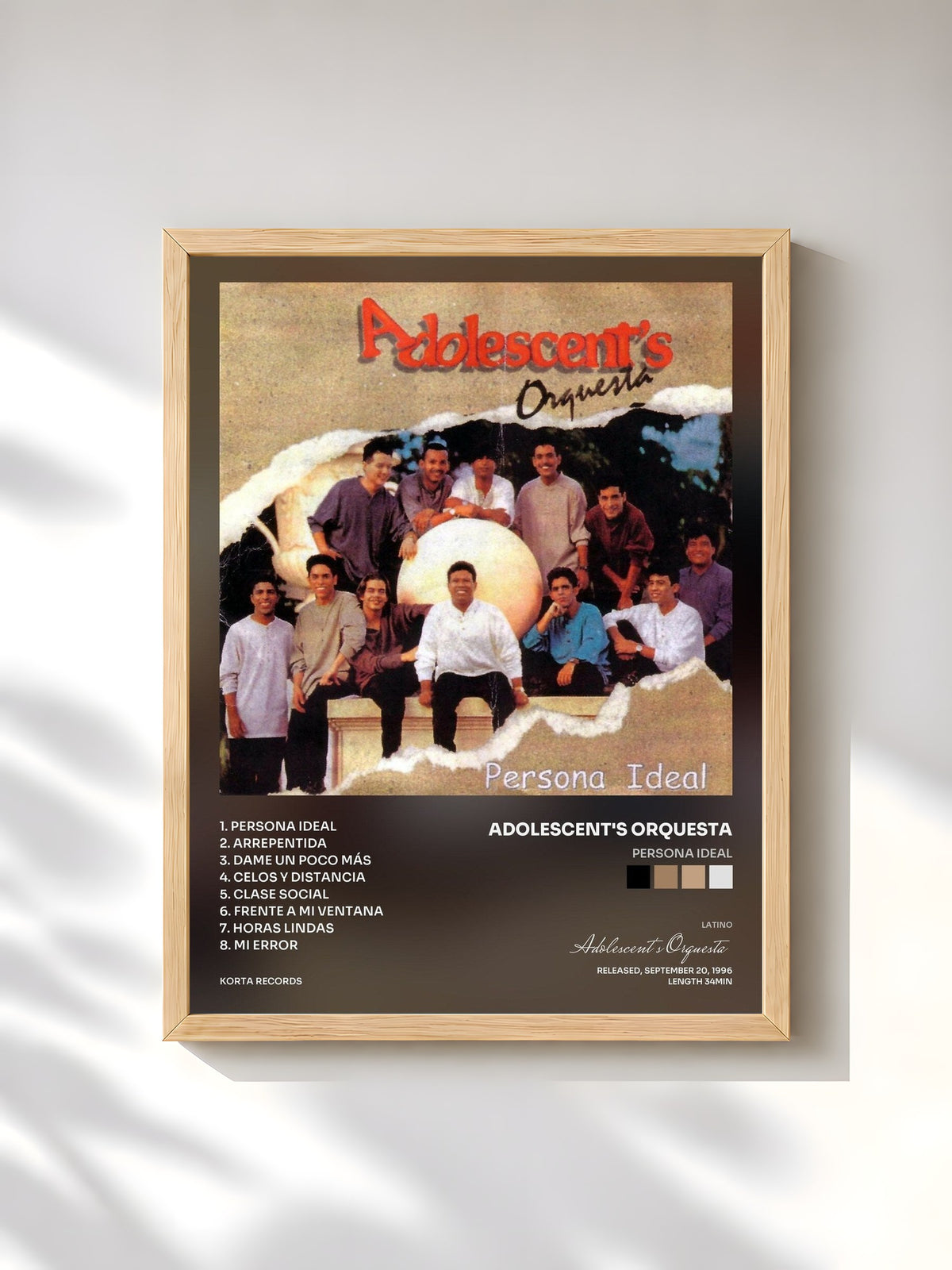 #bois Tableau de l'album Persona Ideal de Adolescent's Orquesta, cadre en bois brut, imprimé et encadré en France