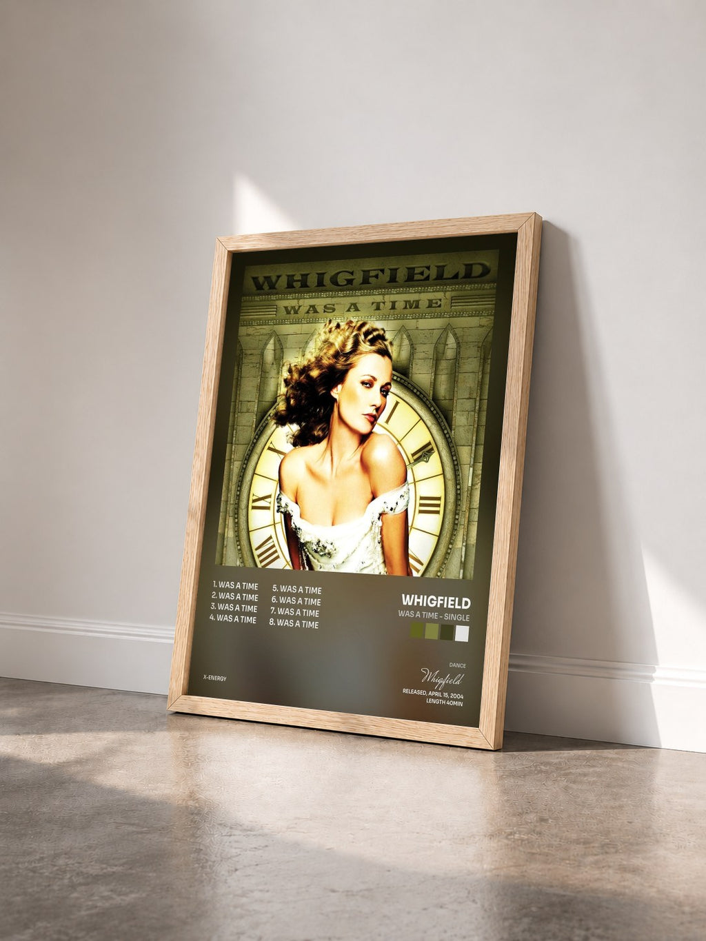 #bois Tableau de l'album Was a Time - Single de Whigfield vu de trois quarts, cadre en bois brut