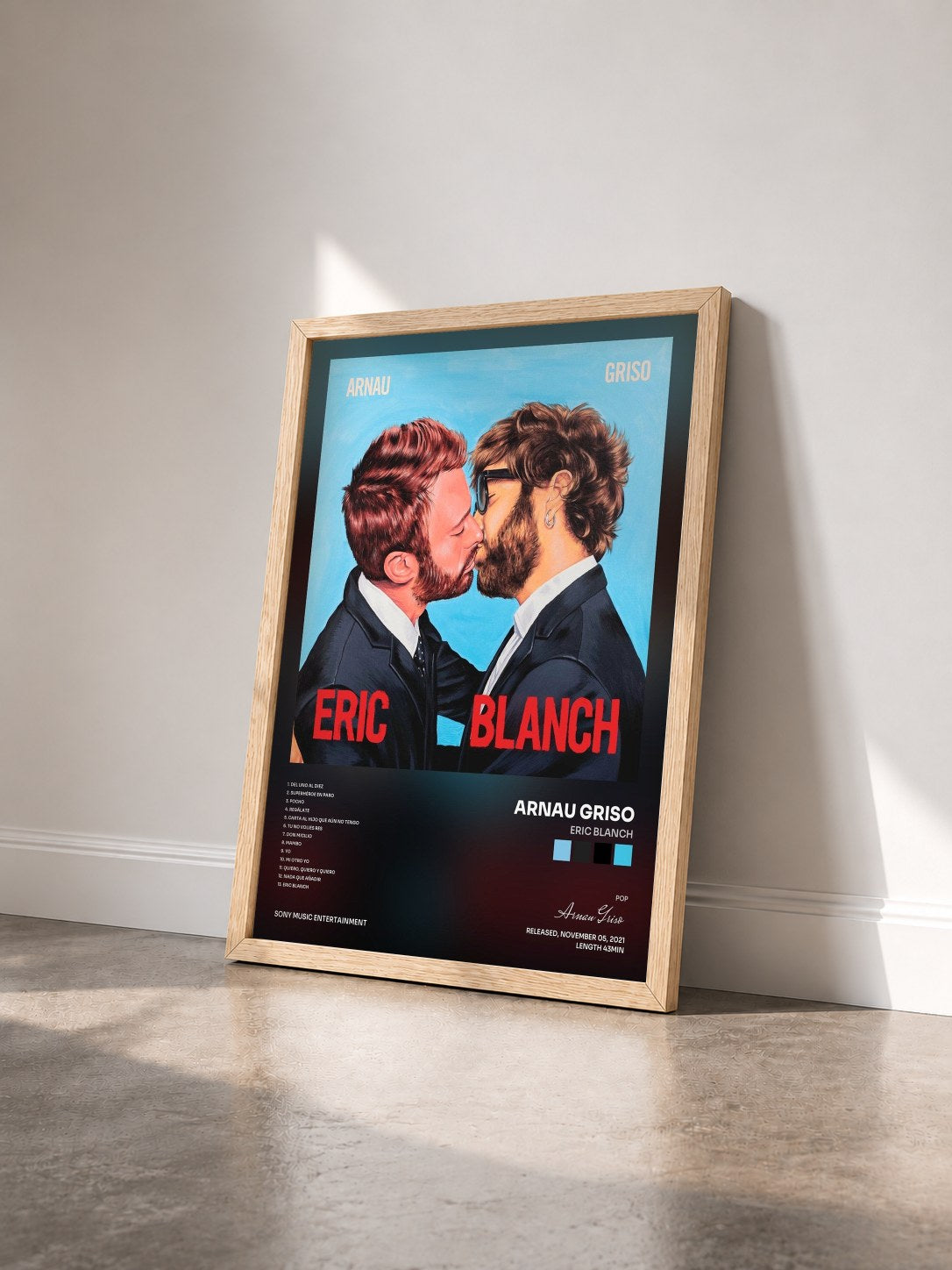 #bois Tableau de l'album Eric Blanch de Arnau Griso vu de trois quarts, cadre en bois brut