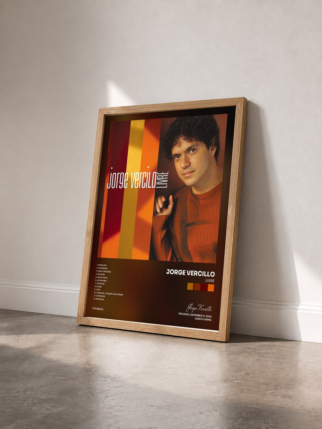 #bois Tableau de l'album Livre de Jorge Vercillo vu de trois quarts, cadre en bois brut
