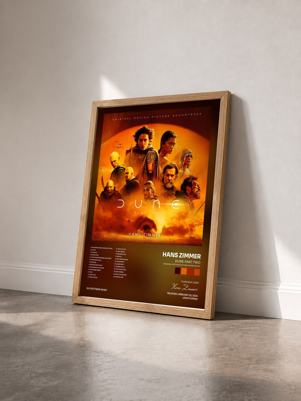 #bois Tableau de l'album Dune: Part Two (Original Motion Picture Soundtrack) de Hans Zimmer vu de trois quarts, cadre en bois brut
