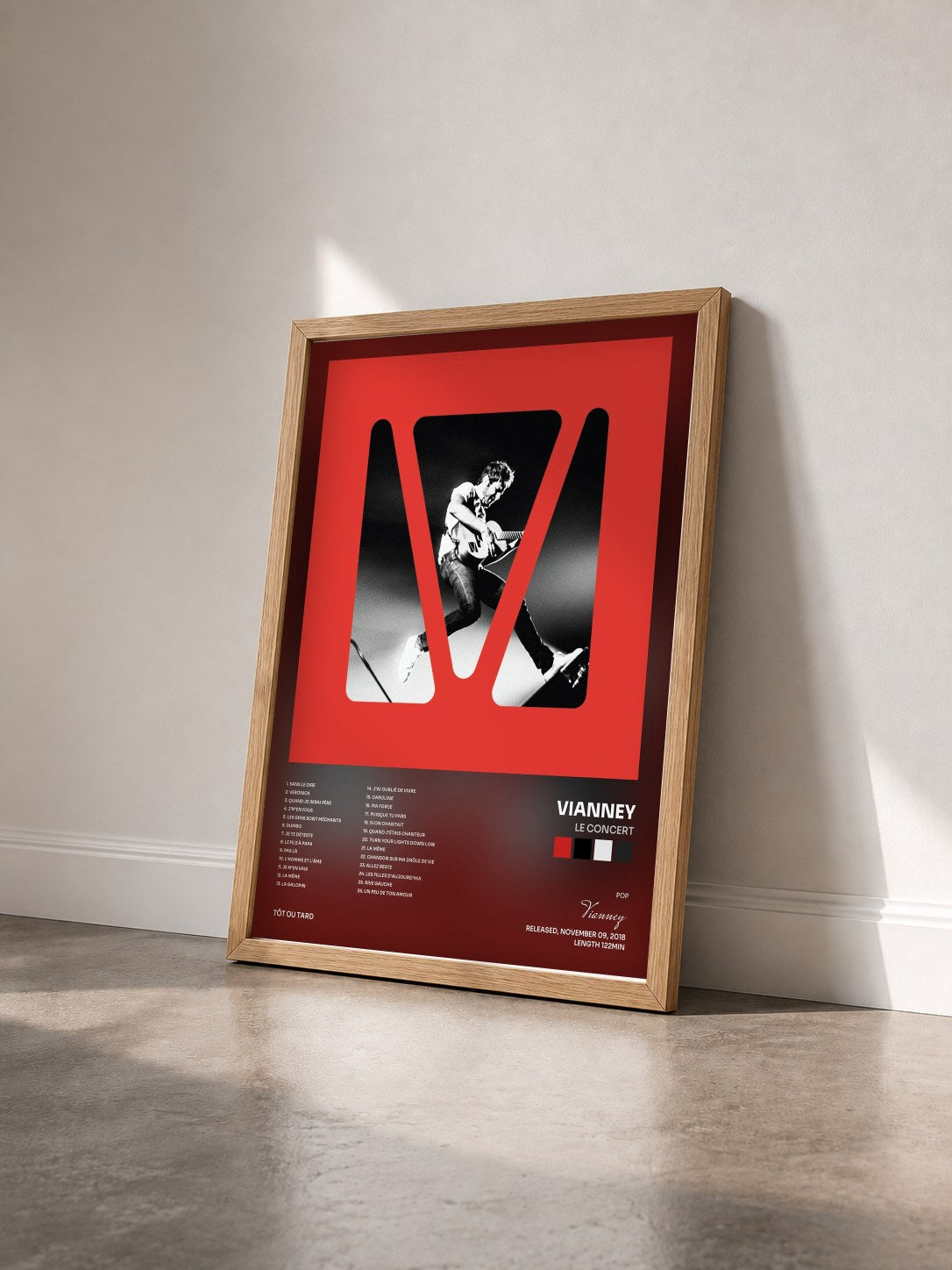#bois Tableau de l'album Le concert de Vianney vu de trois quarts, cadre en bois brut