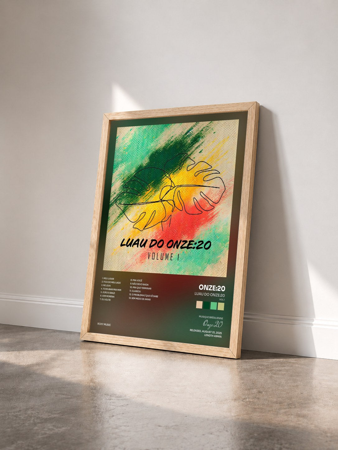 #bois Tableau de l'album Luau do Onze:20 (Vol.1) de Onze:20 vu de trois quarts, cadre en bois brut