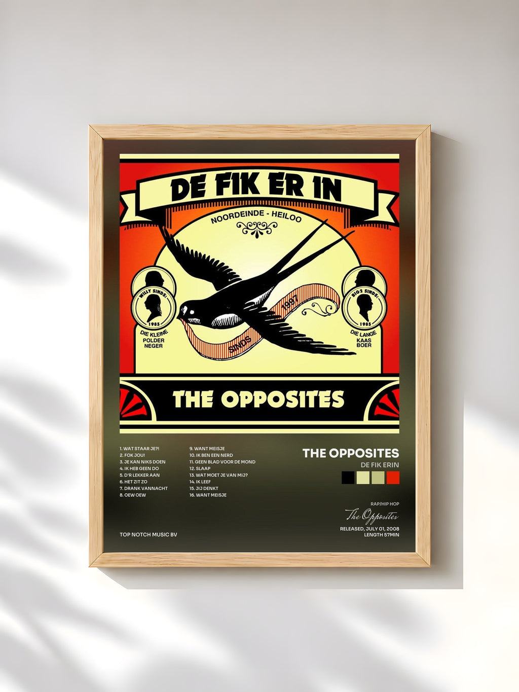 #bois Tableau de l'album De Fik Erin de The Opposites, cadre en bois brut, imprimé et encadré en France