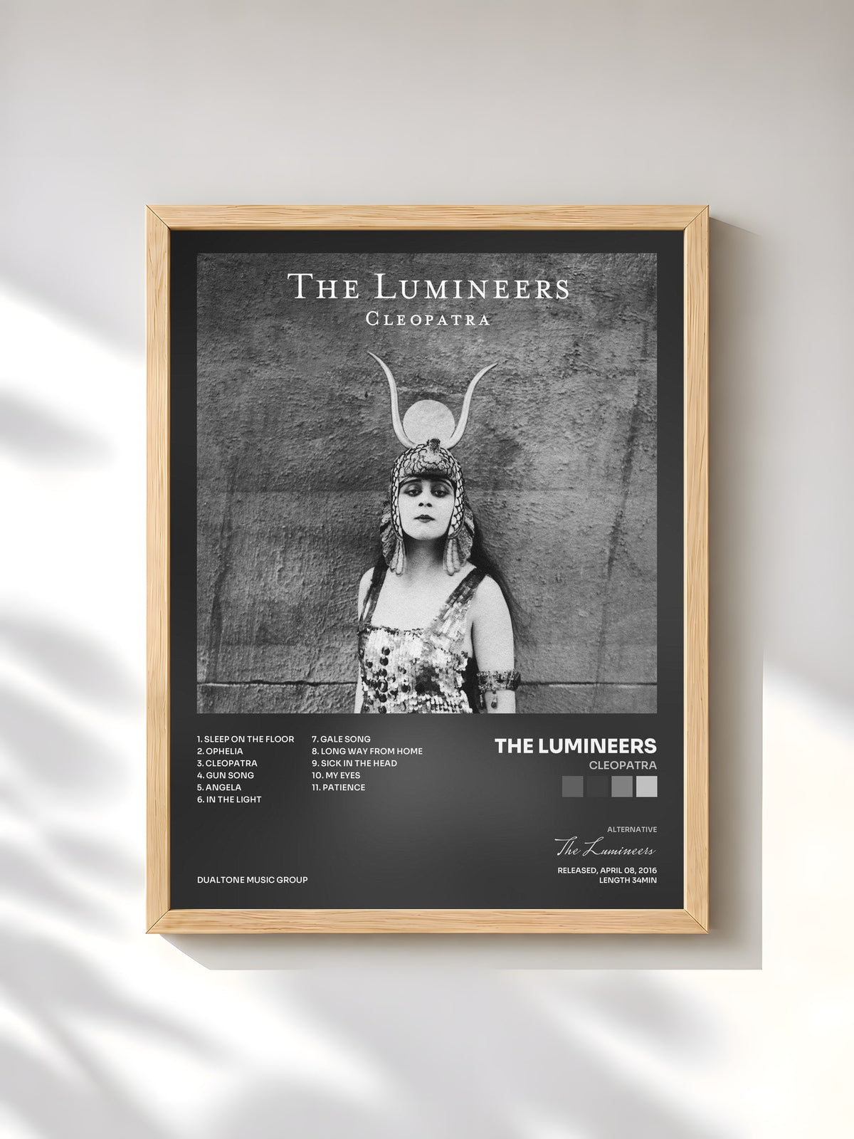 #bois Tableau de l'album Cleopatra de The Lumineers, cadre en bois brut, imprimé et encadré en France