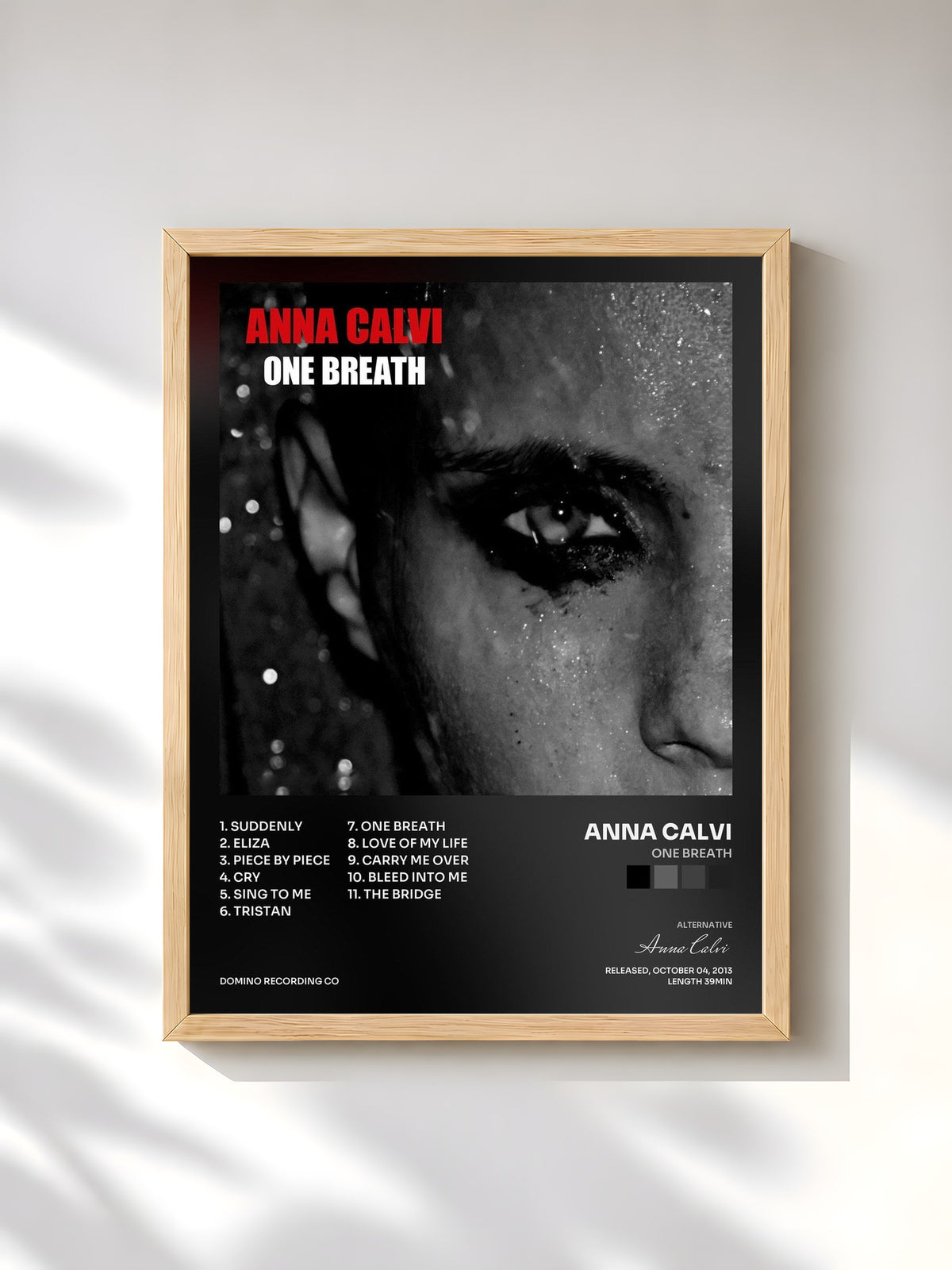 #bois Tableau de l'album One Breath de Anna Calvi, cadre en bois brut, imprimé et encadré en France