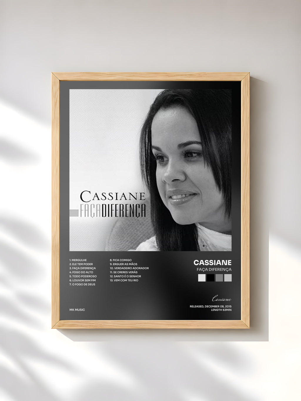 #bois Tableau de l'album Faça Diferença de Cassiane, cadre en bois brut, imprimé et encadré en France