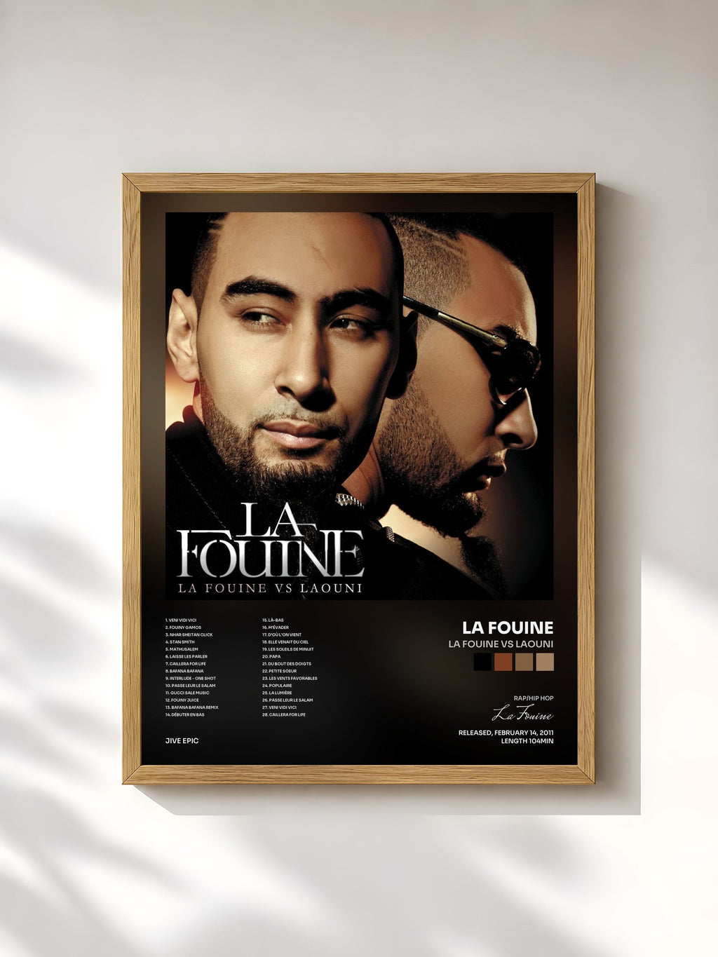 #bois Tableau de l'album La Fouine vs Laouni de La Fouine, cadre en bois brut, imprimé et encadré en France