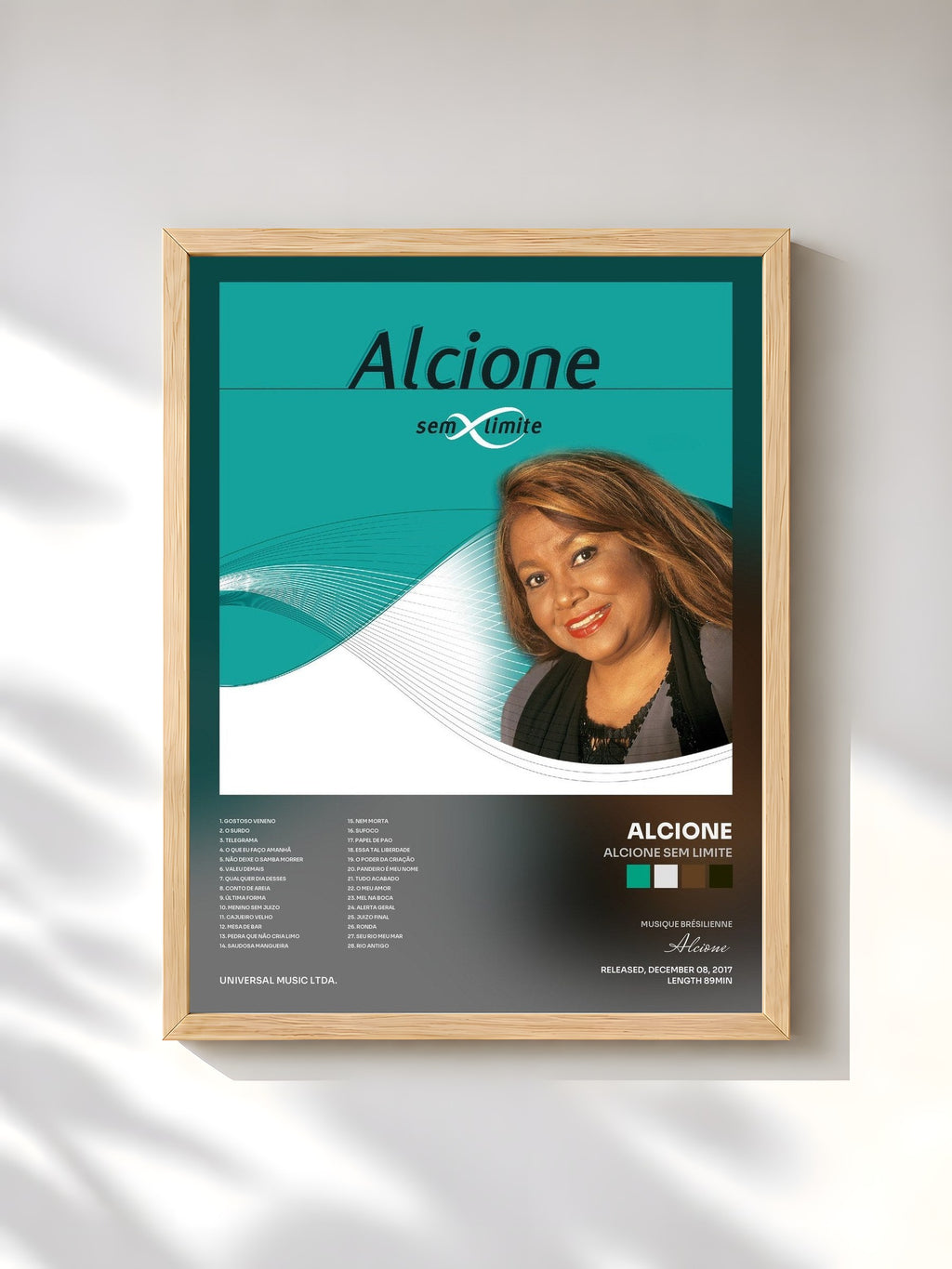 #bois Tableau de l'album Alcione Sem Limite de Alcione, cadre en bois brut, imprimé et encadré en France