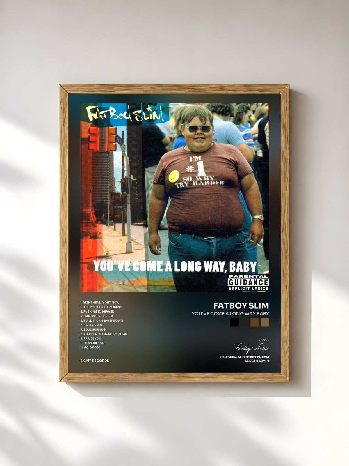 #bois Tableau de l'album You've Come a Long Way Baby de Fatboy Slim, cadre en bois brut, imprimé et encadré en France