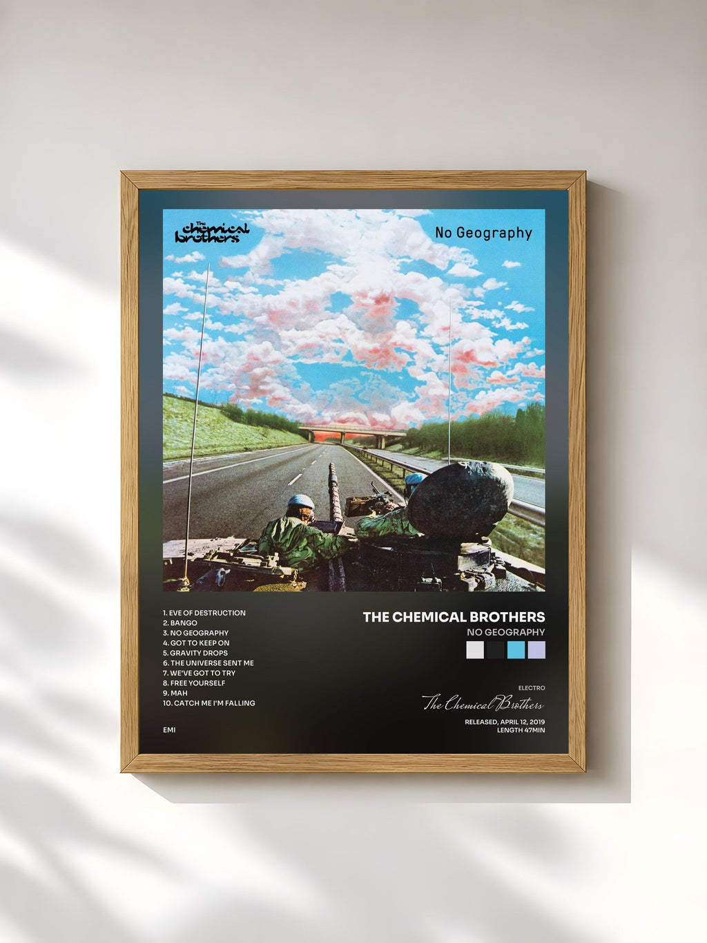 #bois Tableau de l'album No Geography de The Chemical Brothers, cadre en bois brut, imprimé et encadré en France