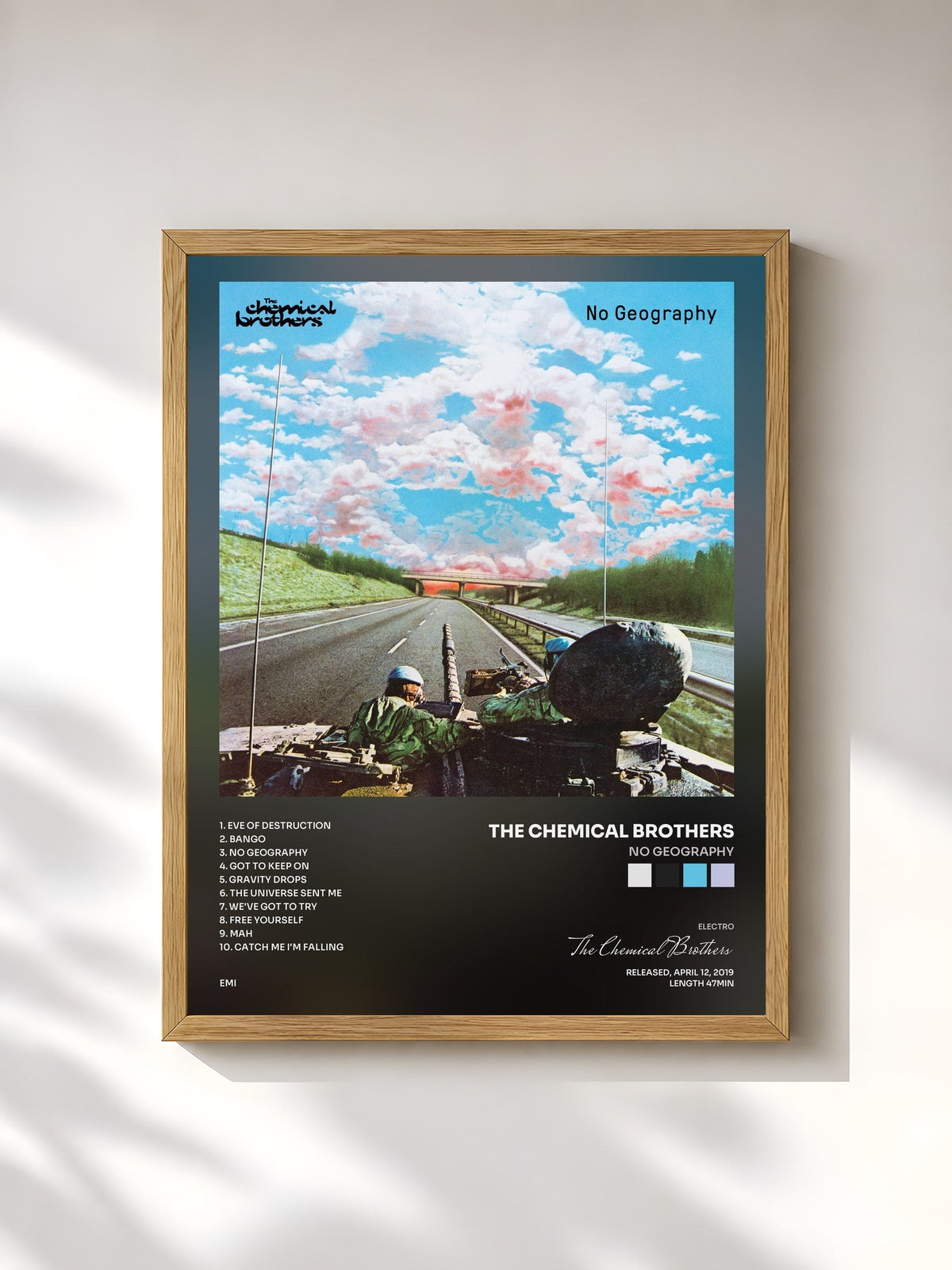 #bois Tableau de l'album No Geography de The Chemical Brothers, cadre en bois brut, imprimé et encadré en France