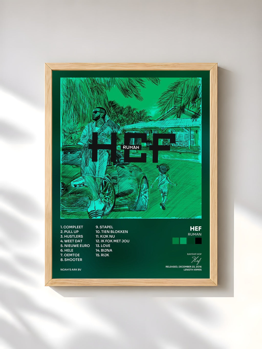 #bois Tableau de l'album Ruman de Hef, cadre en bois brut, imprimé et encadré en France