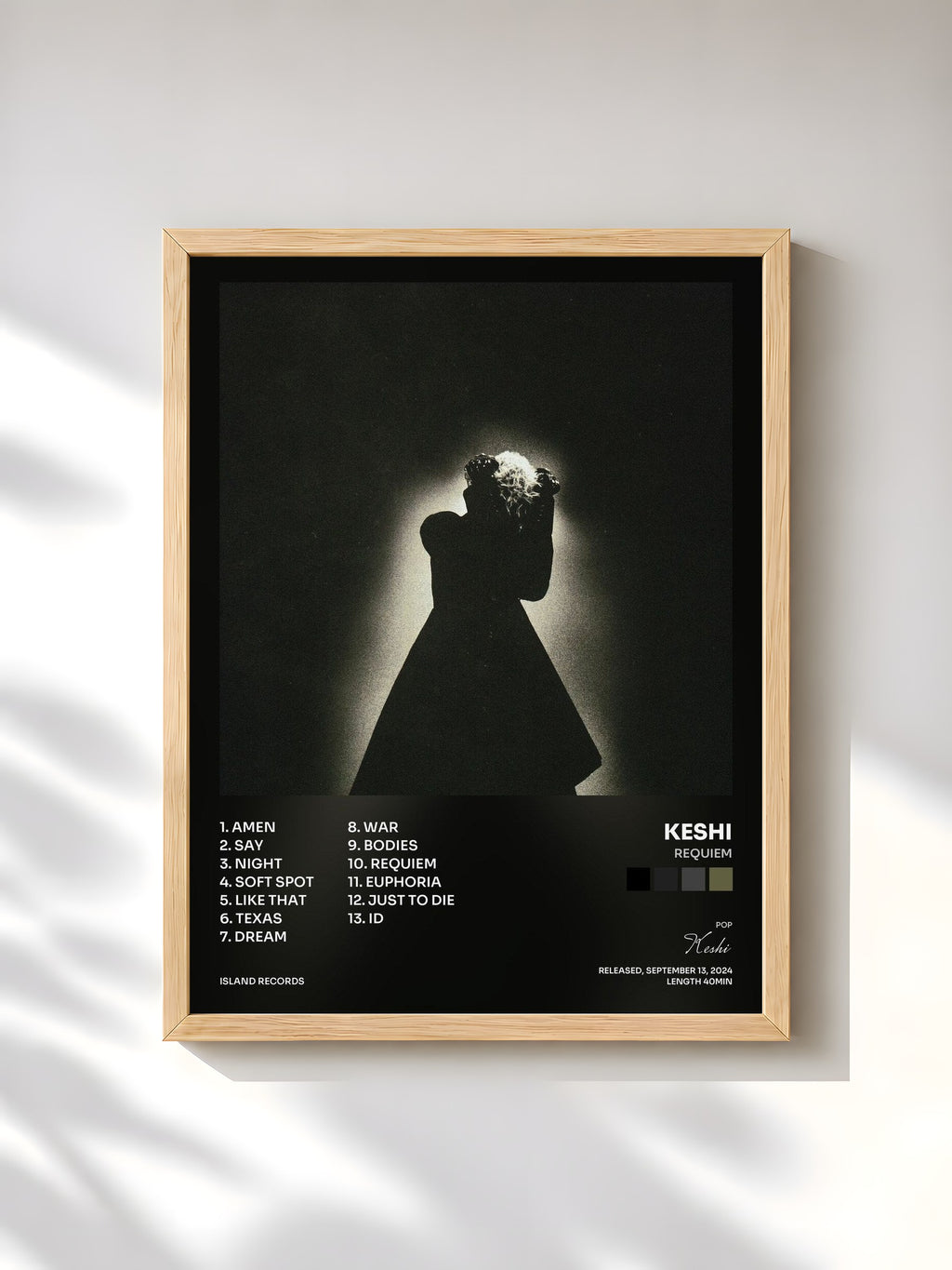 #bois Tableau de l'album Requiem de Keshi, cadre en bois brut, imprimé et encadré en France