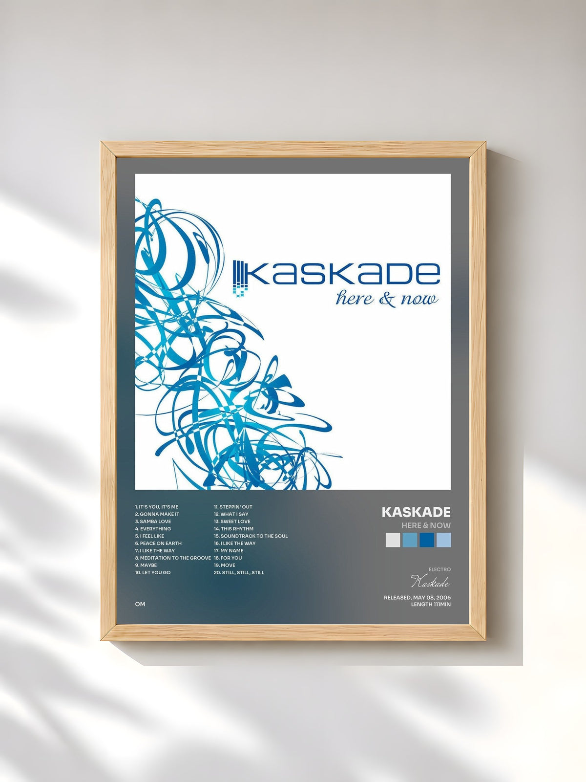 #bois Tableau de l'album Here & Now de Kaskade, cadre en bois brut, imprimé et encadré en France