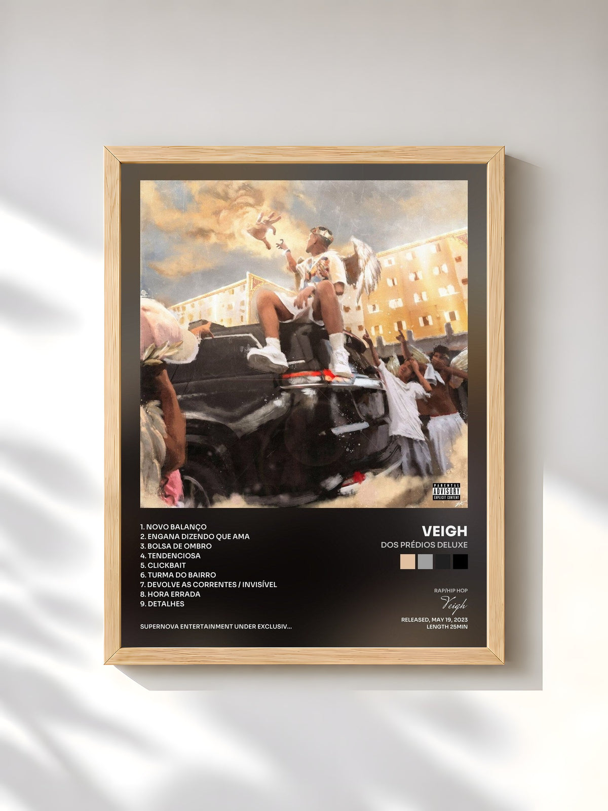 #bois Tableau de l'album Dos Prédios Deluxe de Veigh, cadre en bois brut, imprimé et encadré en France