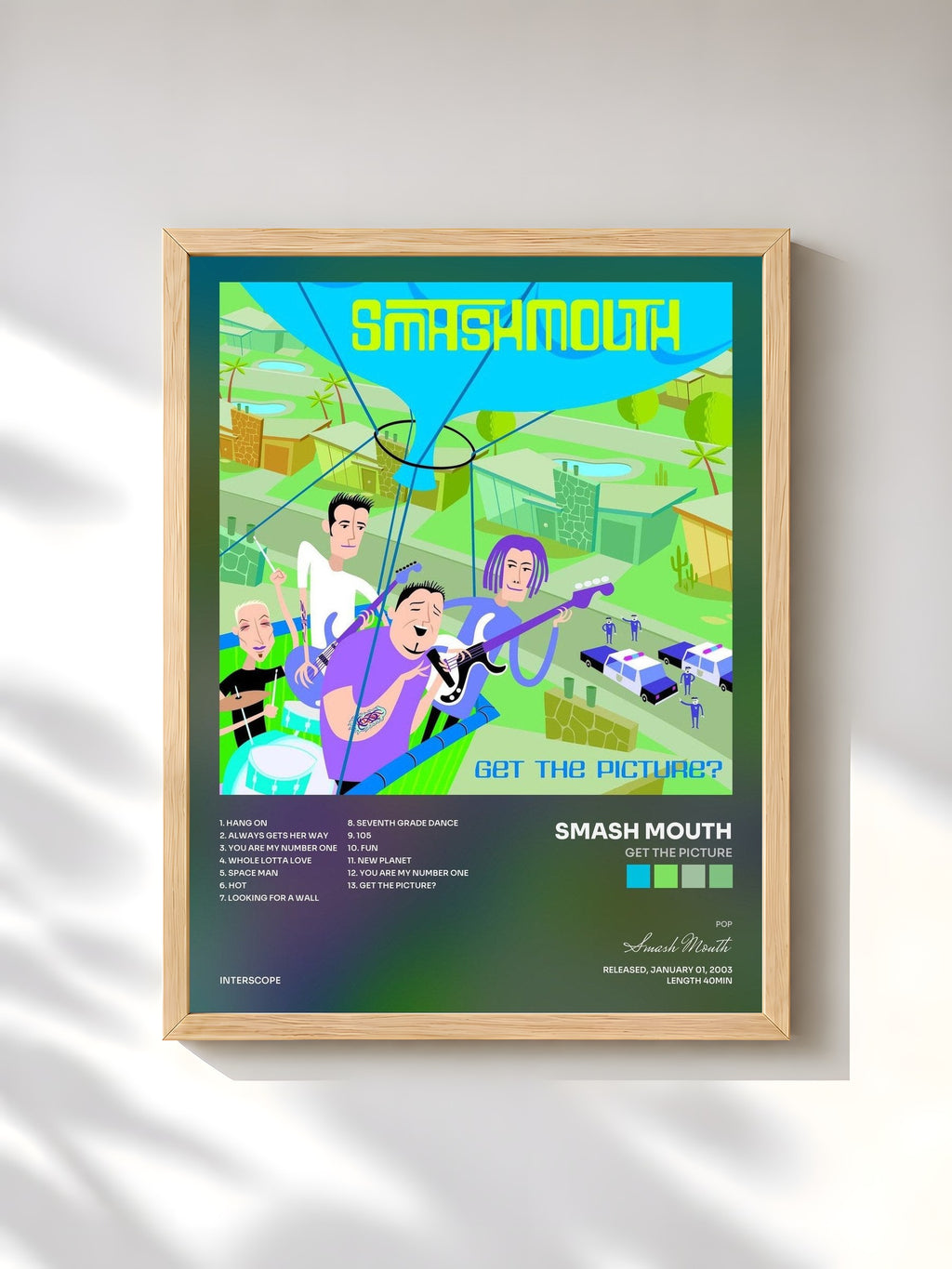 #bois Tableau de l'album Get The Picture de Smash Mouth, cadre en bois brut, imprimé et encadré en France