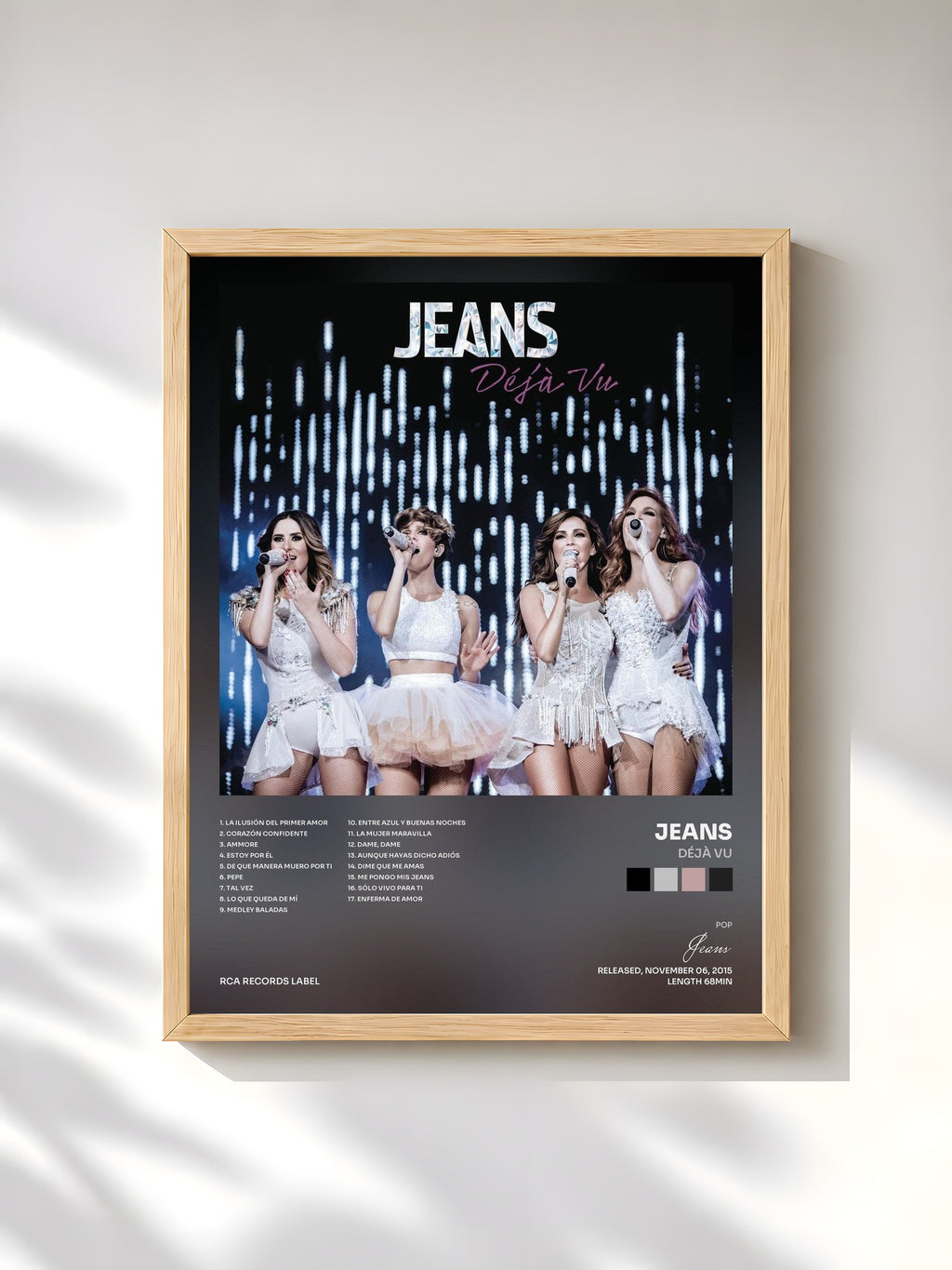 #bois Tableau de l'album Déjà Vu de Jeans, cadre en bois brut, imprimé et encadré en France
