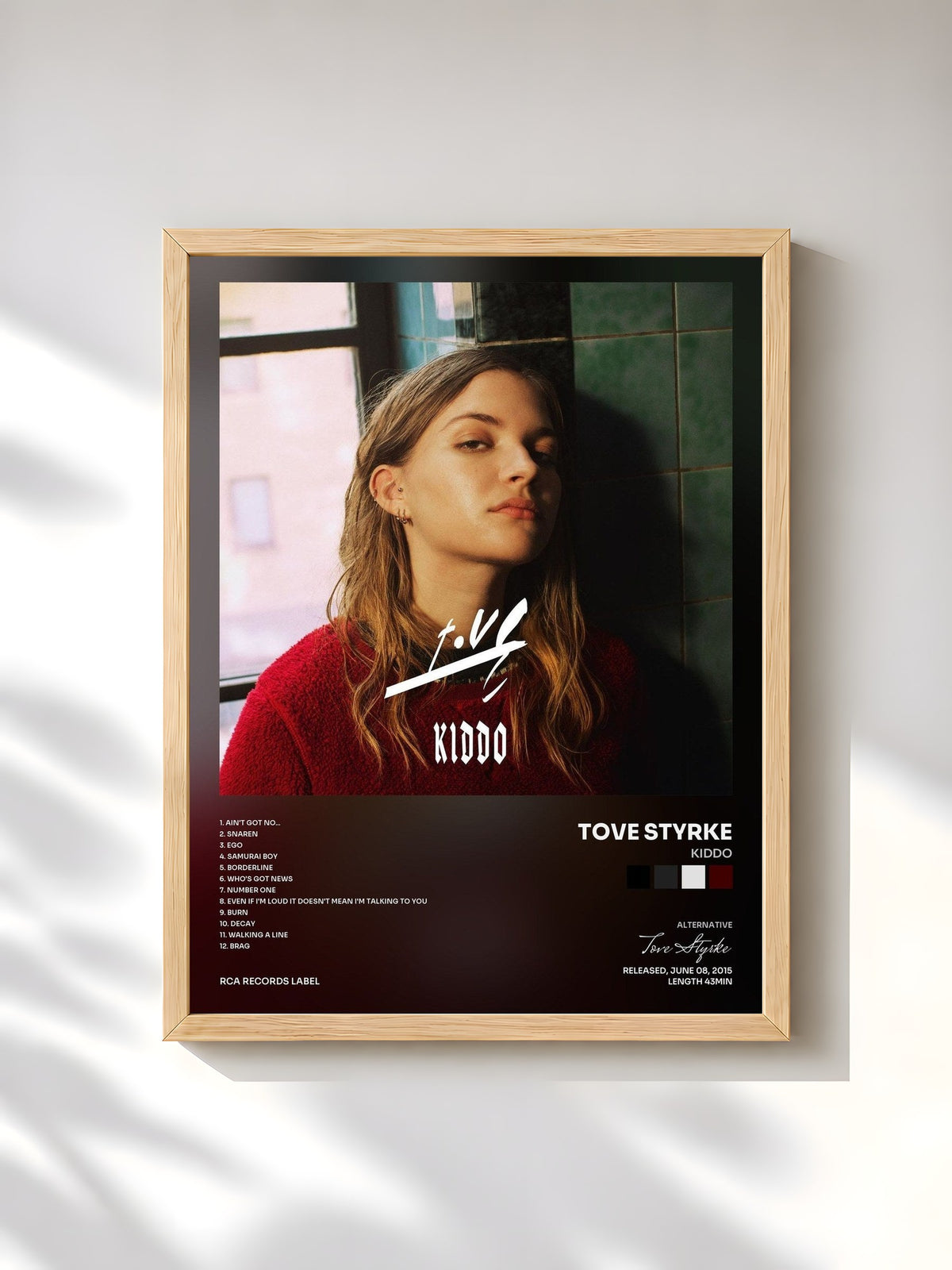 #bois Tableau de l'album Kiddo de Tove Styrke, cadre en bois brut, imprimé et encadré en France
