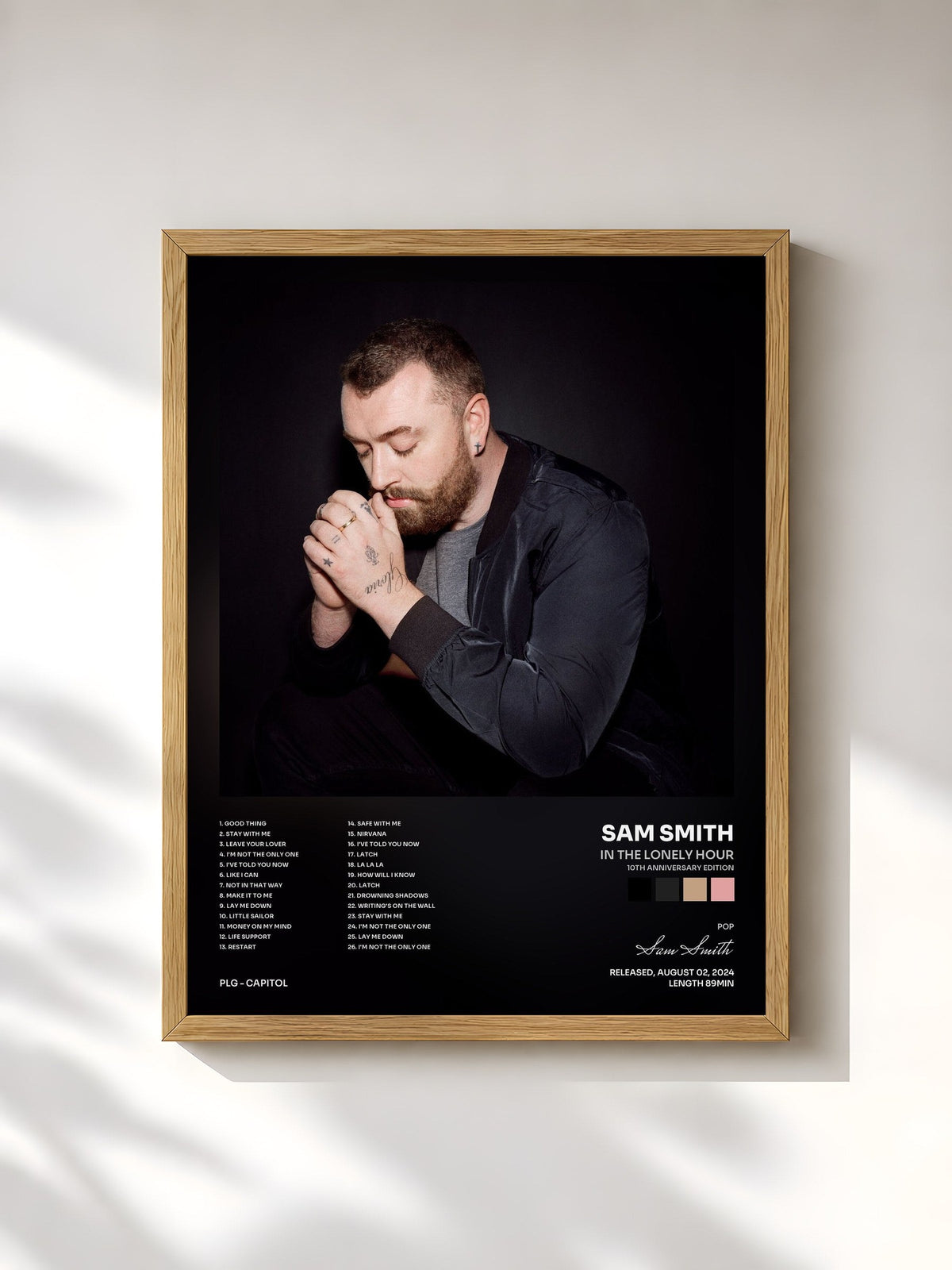 #bois Tableau de l'album In The Lonely Hour (10th Anniversary Edition) de Sam Smith, cadre en bois brut, imprimé et encadré en France