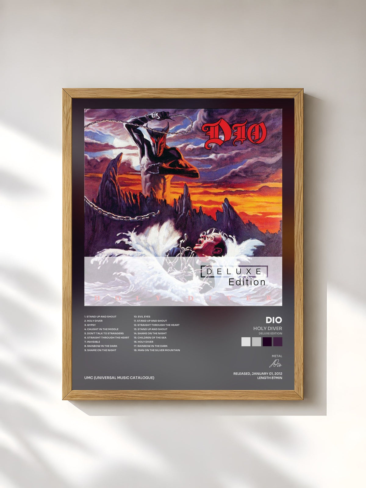 #bois Tableau de l'album Holy Diver (Deluxe Edition) de Dio, cadre en bois brut, imprimé et encadré en France