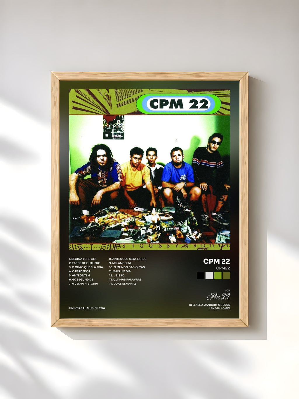 #bois Tableau de l'album CPM22 de CPM 22, cadre en bois brut, imprimé et encadré en France