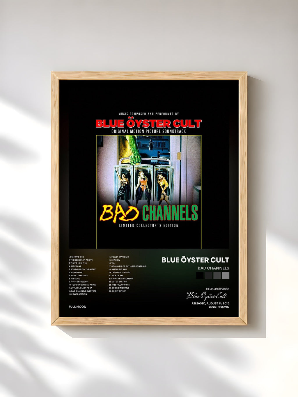 #bois Tableau de l'album Bad Channels de Blue Öyster Cult, cadre en bois brut, imprimé et encadré en France