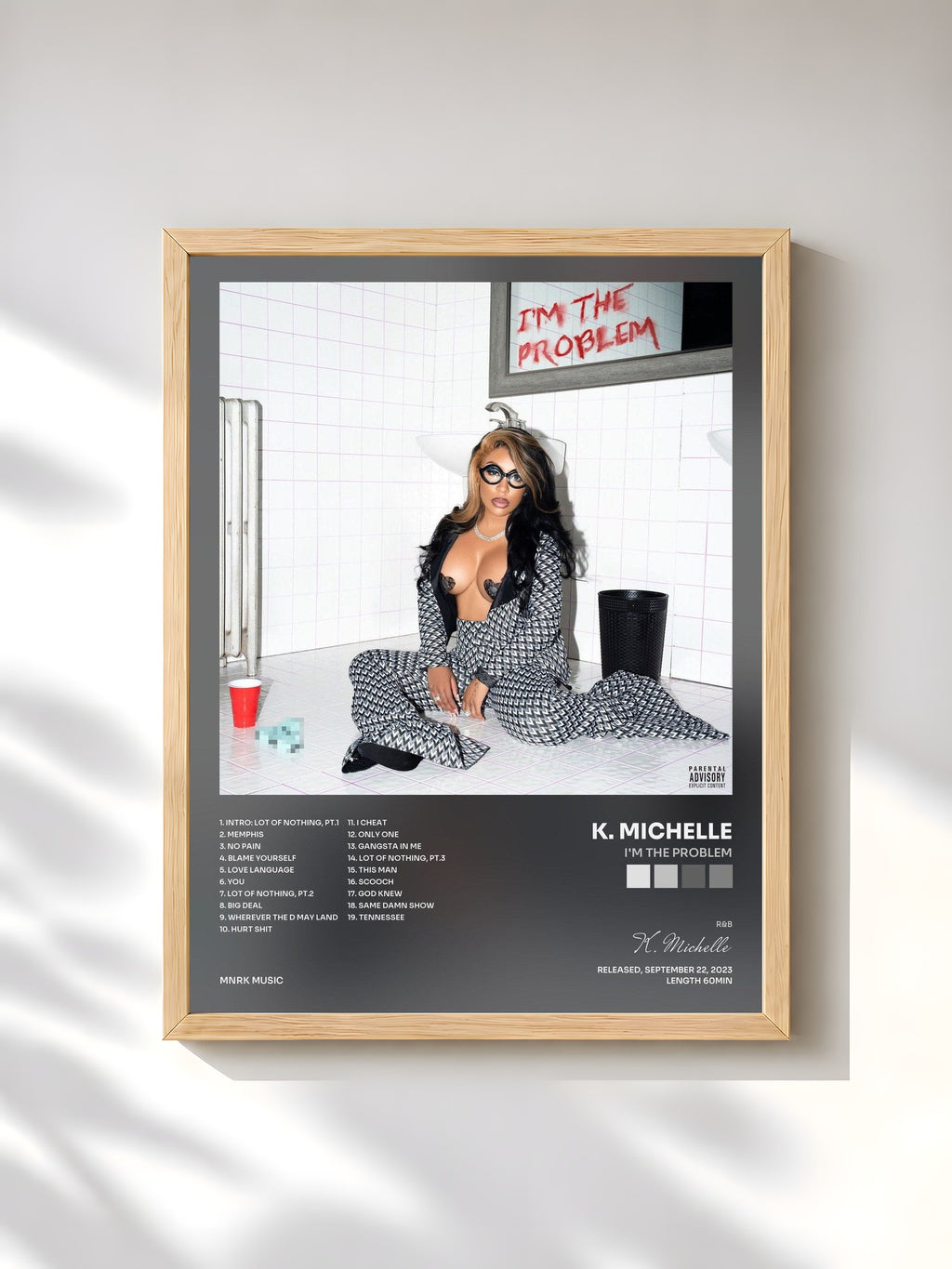 #bois Tableau de l'album I'M THE PROBLEM de K. Michelle, cadre en bois brut, imprimé et encadré en France